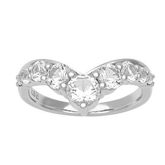 Love Always Sterling Silver Lab-Created White Sapphire Chevron Anniversary Band
