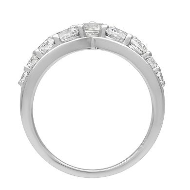 Love Always Sterling Silver Lab-Created White Sapphire Chevron Anniversary Band