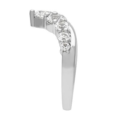 Love Always Sterling Silver Lab-Created White Sapphire Chevron Anniversary Band