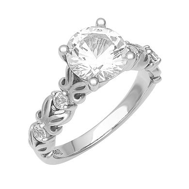 Love Always Sterling Silver Lab-Created White Sapphire Engagement Ring