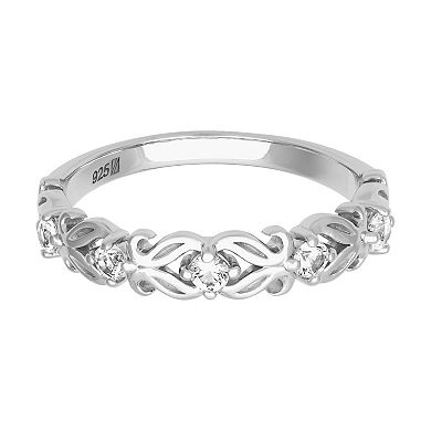 Love Always Sterling Silver Lab-Created White Sapphire Wedding and Anniversary Band