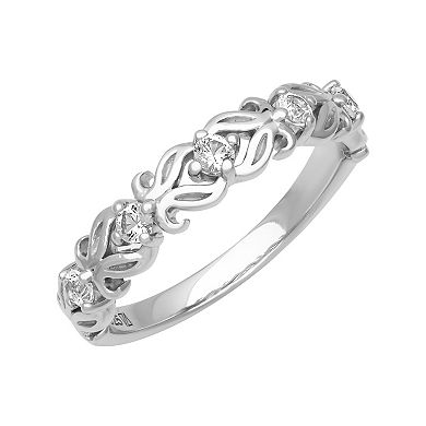 Love Always Sterling Silver Lab-Created White Sapphire Wedding and Anniversary Band