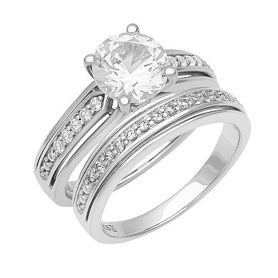 Love Always Sterling Silver Lab-Created White Sapphire Bridal Set