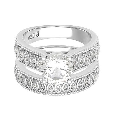 Love Always Sterling Silver Lab-Created White Sapphire Engagement Ring Set