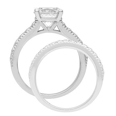 Love Always Sterling Silver Lab-Created White Sapphire Engagement Ring Set