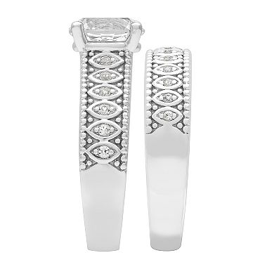 Love Always Sterling Silver Lab-Created White Sapphire Engagement Ring Set