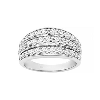Love Always Sterling Silver Lab-Created White Sapphire Wide Anniversary Band