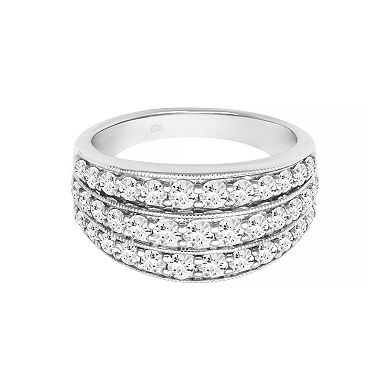 Love Always Sterling Silver Lab-Created White Sapphire Wide Anniversary Band