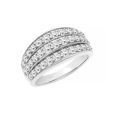 Love Always Sterling Silver Lab-Created White Sapphire Wide Anniversary Band