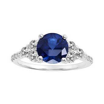 Love Always Sterling Silver Lab-Created Blue & White Sapphire Diamond Accent Engagement Ring