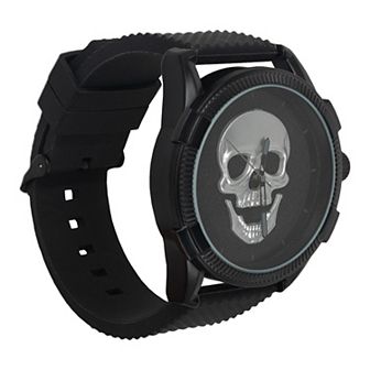Ed Hardy Men's Silver-Tone Skull Watch