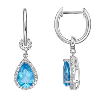 Gemminded Silver ISQA Blue Topaz & White Topaz Earrings