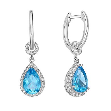 Gemminded Silver ISQA Blue Topaz & White Topaz Earrings