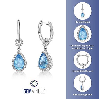 Gemminded Silver ISQA Blue Topaz & White Topaz Earrings