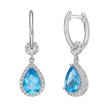 Gemminded Silver ISQA Blue Topaz & White Topaz Earrings