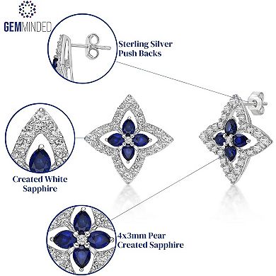 Gemminded Sterling Silver Lab-Created Blue Sapphire & Lab-Created White Sapphire Stud Earrings