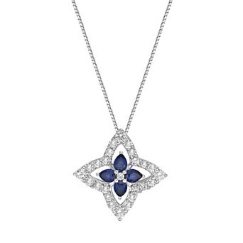 Gemminded Sterling Silver Lab-Created Blue Sapphire & Lab-Created White Sapphire Star Pendant