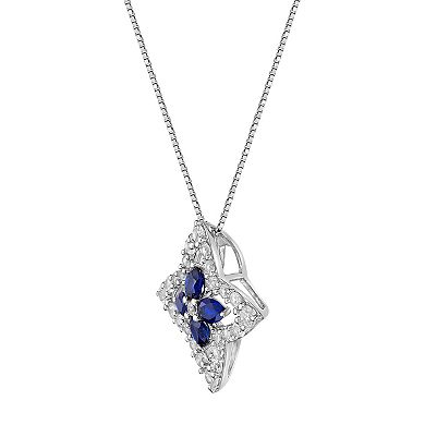 Gemminded Silver Lab-Created Blue Sapphire & Lab-Created White Sapphire Star Pendant