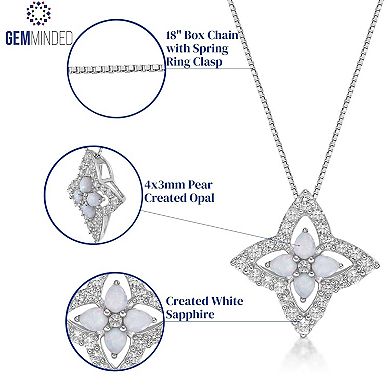 Gemminded Stirling Silver Lab-Created Opal and Lab-Created White Sapphire Pendant Necklace