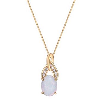 Gemminded 2 Micron 18K Gold Plated Sterling Silver Lab-Created Opal & Lab-Created White Sapphire Pendant