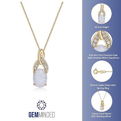 Gemminded 2 Micron 18K Gold Plated Sterling Silver Lab-Created Opal & Lab-Created White Sapphire Pendant