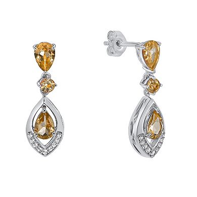 Gemminded Sterling Silver Citrine & Lab-Created White Sapphire Earrings