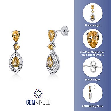 Gemminded Sterling Silver Citrine & Lab-Created White Sapphire Earrings