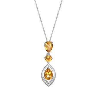 Gemminded Sterling Silver Citrine & Lab-Created White Sapphire Pendant