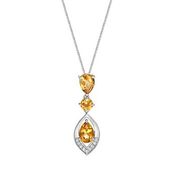 Gemminded Sterling Silver Citrine & Lab-Created White Sapphire Pendant