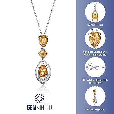 Gemminded Sterling Silver Citrine & Lab-Created White Sapphire Pendant