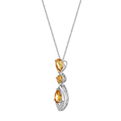 Gemminded Sterling Silver Citrine & Lab-Created White Sapphire Pendant