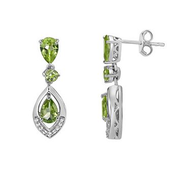 Gemminded Sterling Silver Peridot & Lab-Created White Sapphire Earrings