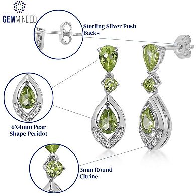 Gemminded Sterling Silver Peridot & Lab-Created White Sapphire Earrings
