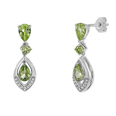 Gemminded Sterling Silver Peridot & Lab-Created White Sapphire Earrings