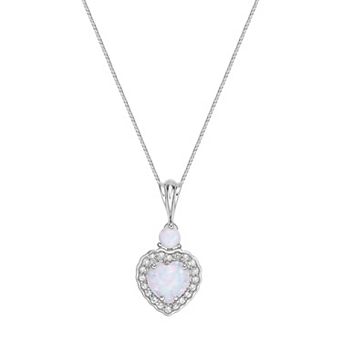 Gemminded Sterling Silver Lab-Created Opal & Lab-Created White Sapphire Pendant