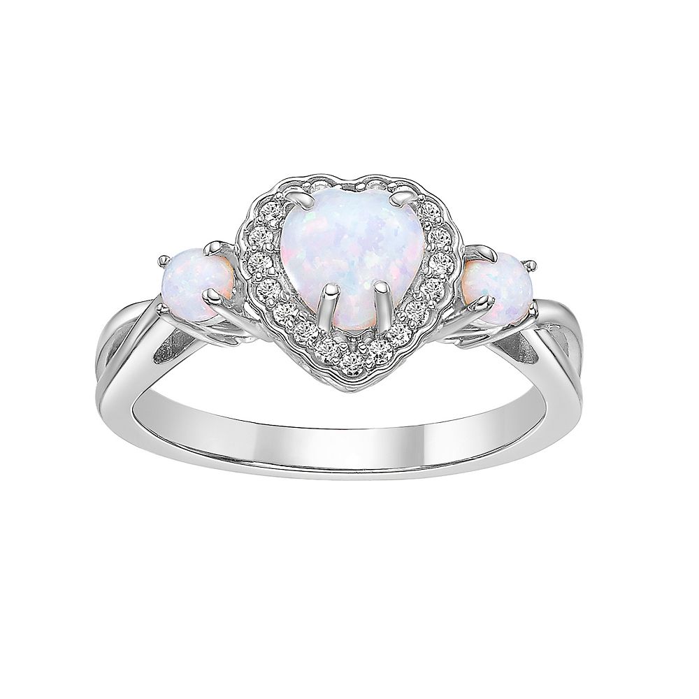 Gemminded Sterling Silver Lab-Created Opal & Lab-Created White Sapphire ...