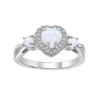 Gemminded Sterling Silver Lab-Created Opal & Lab-Created White Sapphire Ring