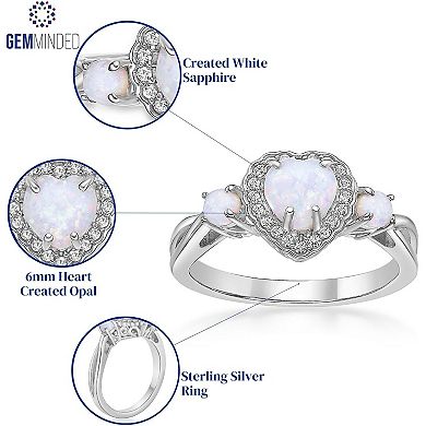 Gemminded Sterling Silver Lab-Created Opal & Lab-Created White Sapphire Ring