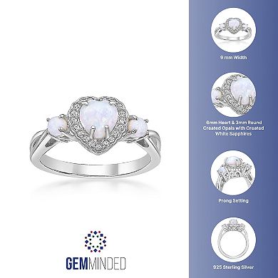 Gemminded Sterling Silver Lab-Created Opal & Lab-Created White Sapphire Ring