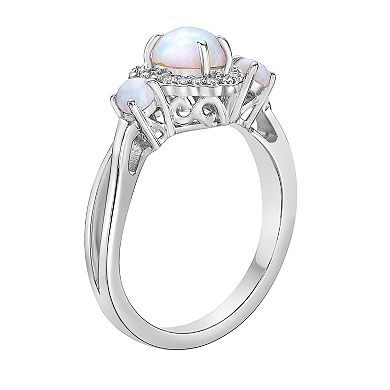 Gemminded Sterling Silver Lab-Created Opal & Lab-Created White Sapphire Ring