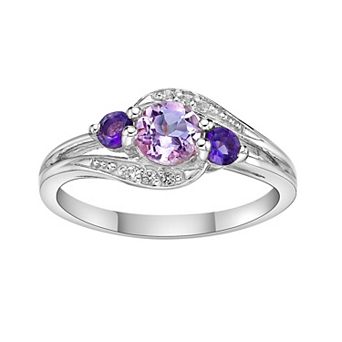 Gemminded Sterling Silver Amethyst and Lab-Created White Sapphire Ring
