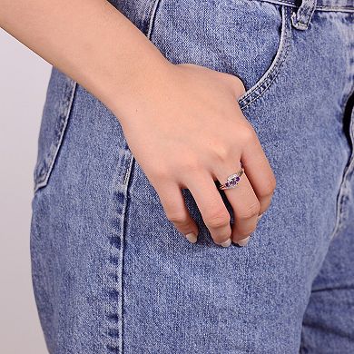 Gemminded Sterling Silver Amethyst and Lab-Created White Sapphire Ring