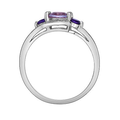 Gemminded Sterling Silver Amethyst and Lab-Created White Sapphire Ring