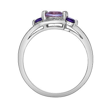 Gemminded Sterling Silver Amethyst and Lab-Created White Sapphire Ring 