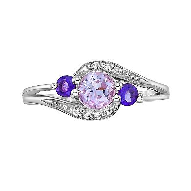 Gemminded Sterling Silver Amethyst and Lab-Created White Sapphire Ring 