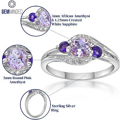 Gemminded Sterling Silver Amethyst and Lab-Created White Sapphire Ring
