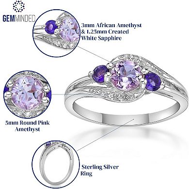 Gemminded Sterling Silver Amethyst and Lab-Created White Sapphire Ring 