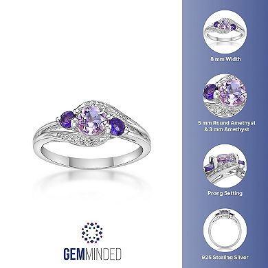 Gemminded Sterling Silver Amethyst and Lab-Created White Sapphire Ring