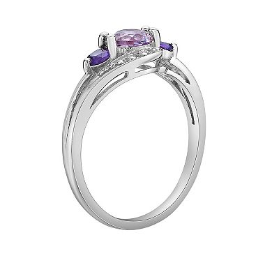 Gemminded Sterling Silver Amethyst and Lab-Created White Sapphire Ring