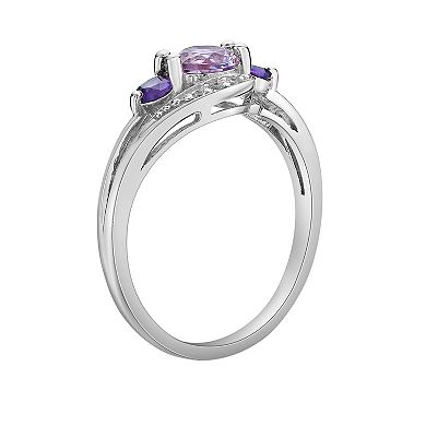 Gemminded Sterling Silver Amethyst and Lab-Created White Sapphire Ring 